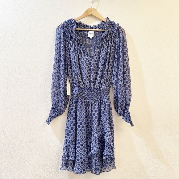 Misa Los Angeles Almaha Blouson Minidress Size S Majorelle Lapis Tile - Picture 8 of 16